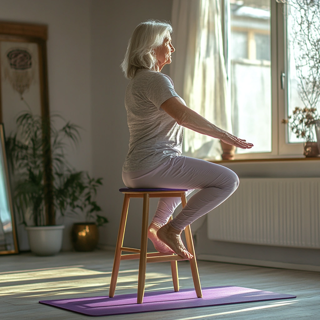 Вправа на рівновагу з опорою на спинку стільця